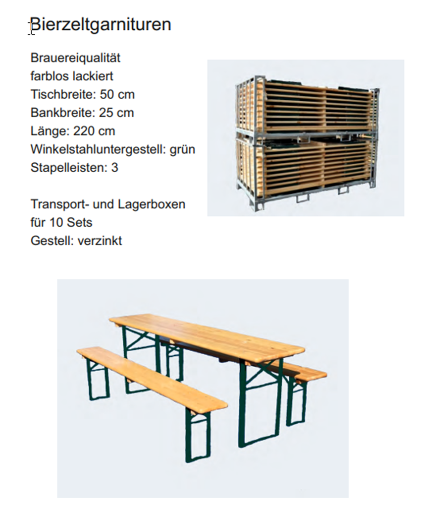 Bierzelzgarnitur Event-Infrastruktur