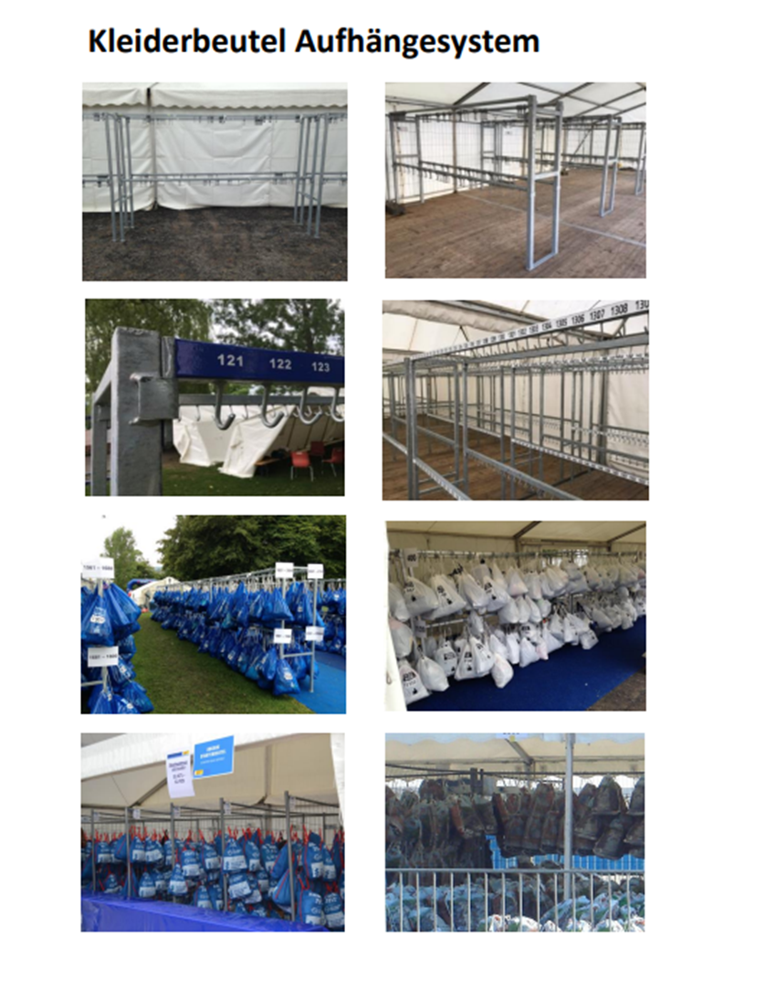 Event-Infrastruktur Kleiderbeutel Aufhängesystem